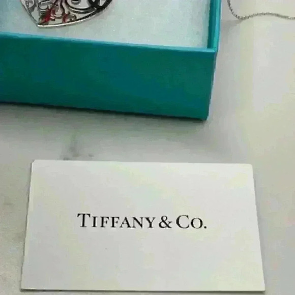 ⛓️‍💥 30" Tiffany Large Enchant Heart Filigree Pendant Necklace SS 925 + COA - Picture 8 of 9